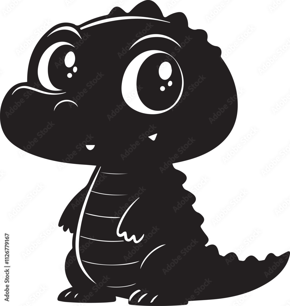 Fototapeta premium A cute kawaii crocodile silhouette vector and illustration design