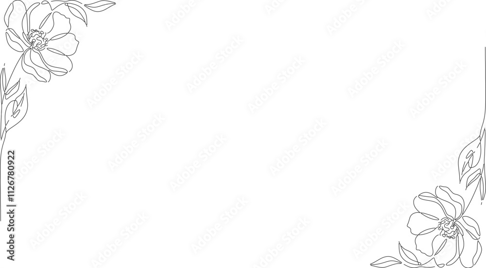 Naklejka premium minimalist line art for frame floral theme 