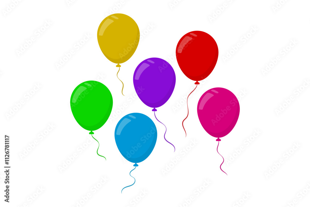 Group Of Colorful Balloons Isolated On White Background. Vector Illustration Group Of Colorful Balloons Isolated On White Background. Vector Illustration