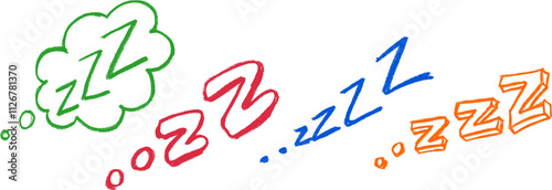 Sleep ZZZ Bubble Crayon Chalk Drawing Vector Set