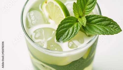 Refreshing Mojito with Lime Mint in Glass Cocktail