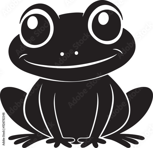A cute kawaii frog silhouette vector and illustration design