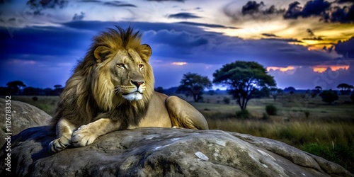 lion at sunset