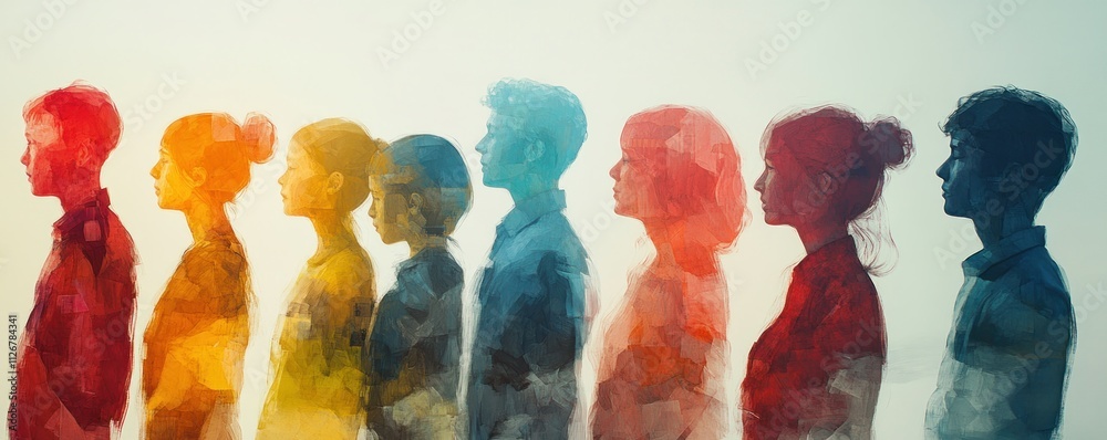 Artistic Rendering of Individuals Forming Dynamic Communication Patterns, Showcasing Development Through Social Skills Training A Watercolor Depiction of Enhanced Interpersonal Connections