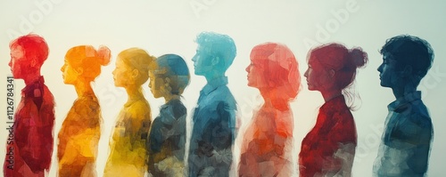 Obraz na płótnie Artistic Rendering of Individuals Forming Dynamic Communication Patterns, Showcasing Development Through Social Skills Training A Watercolor Depiction of Enhanced Interpersonal Connections w salonie