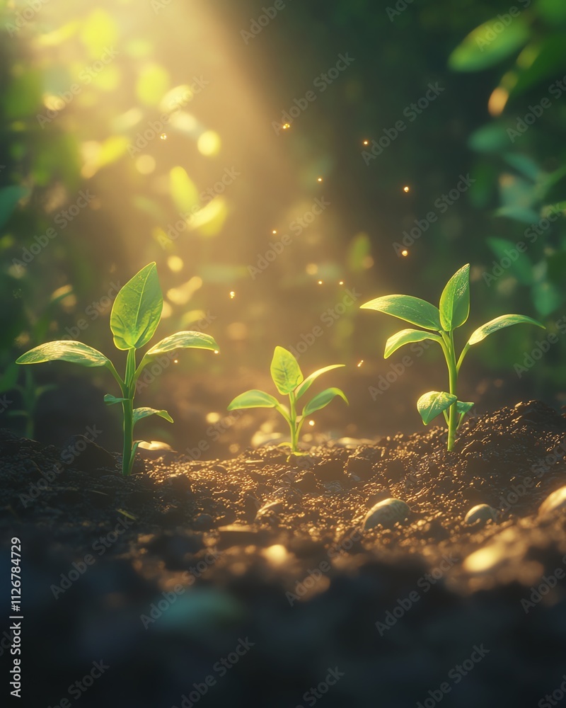 New seedlings growing in rich soil New seedlings growing in rich soil