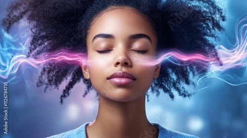 Artistic rendering of voice therapy Glowing articulation visuals showcase language and development exercises Improve speech clarity, pronunciation, and fluency with innovative techniques photo