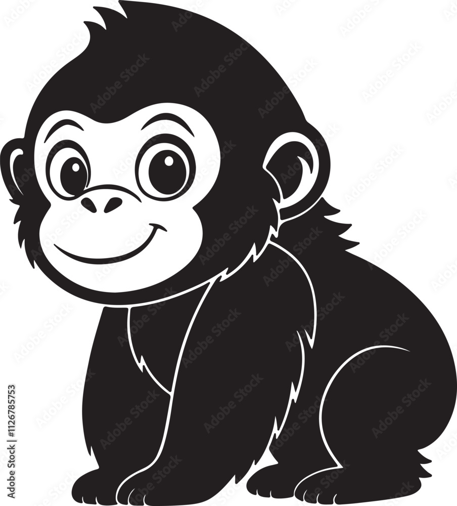 A cute kawaii gorilla silhouette vector and illustration design A cute kawaii gorilla silhouette vector and illustration design