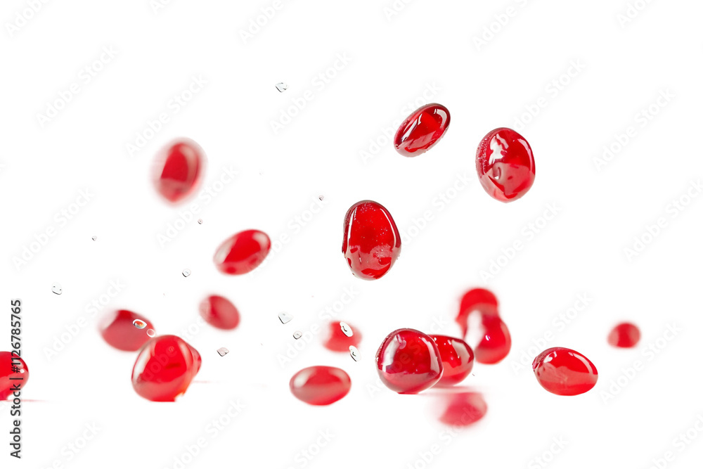 Round Red Jelly Suspended in Air Isolated on Transparent Background Round Red Jelly Suspended in Air Isolated on Transparent Background