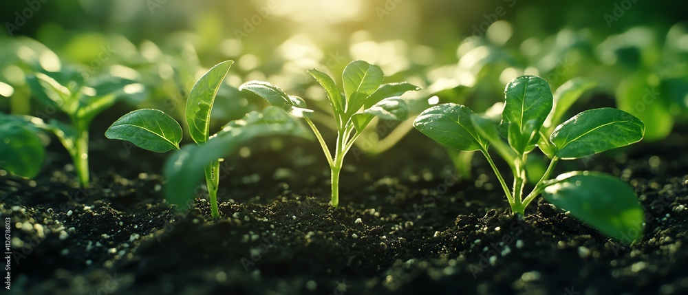 Seedlings sprouting in soil