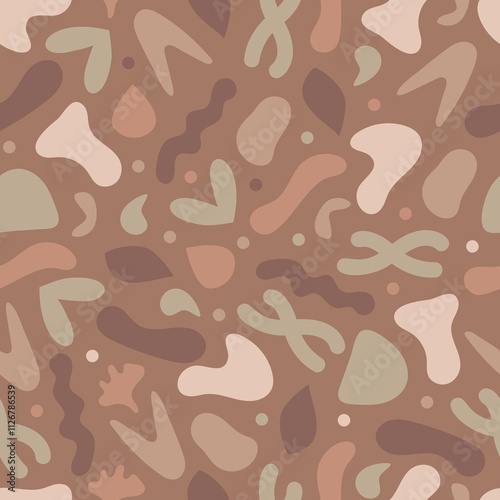 Blob seamless pattern. Abstract surface design of dots, squiggles; scribbles, fluid shapes