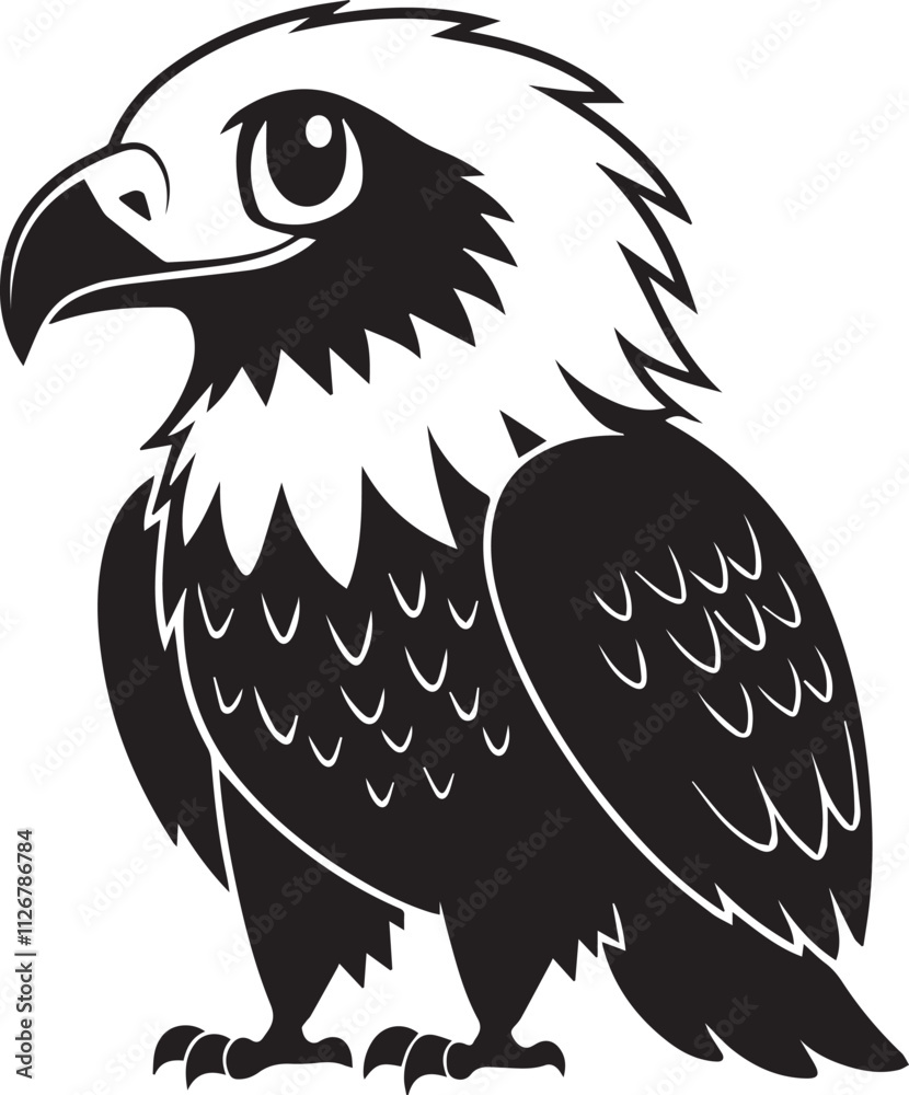 Fototapeta premium A cute kawaii eagle silhouette vector and illustration design