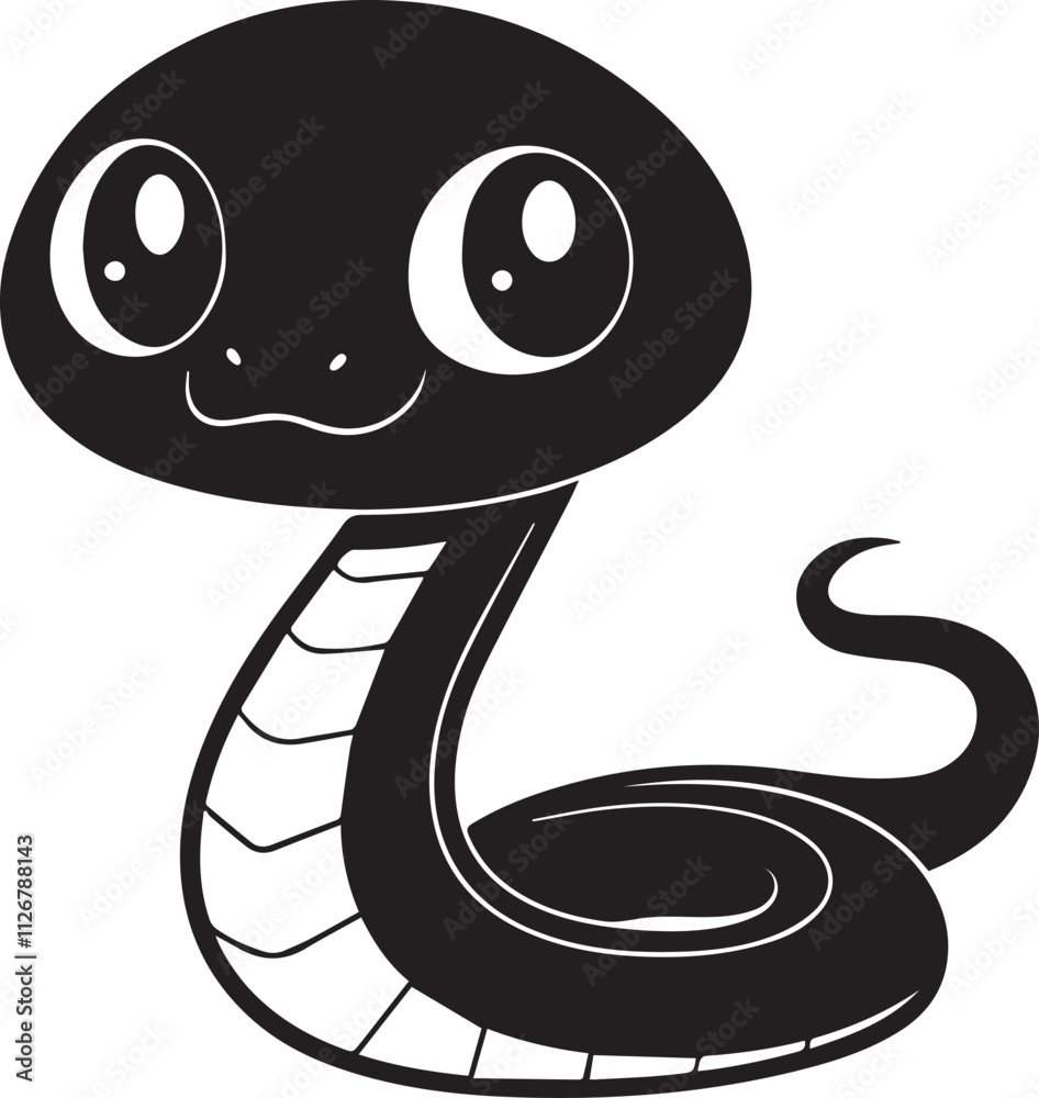 Fototapeta premium A cute kawaii Snake silhouette vector and illustration design