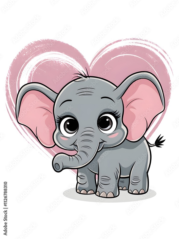 Fototapeta premium cute and sweet baby elephant comic style