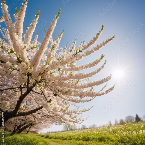 Bäume -  Japanischer Kirschbaum mit leuchtenden Blüten