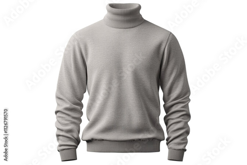 Plain white turtleneck sweater for men.