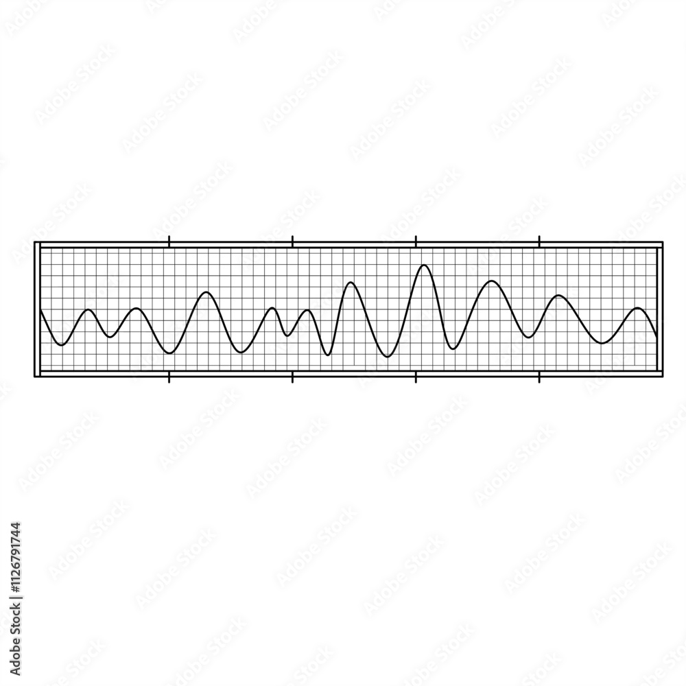 Alpha wave vector illustration with smooth, regular amplitude on a grid ...