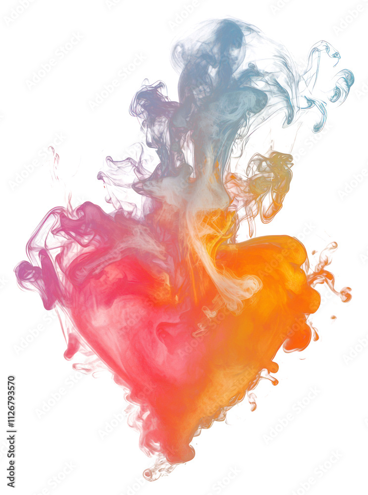 Fototapeta premium PNG Heart shape with smoke background colorful abstract.