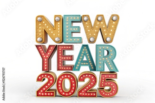 New year 2025  lettering illustration isolated 3d Isolated background.