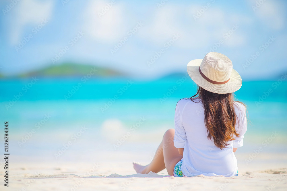 custom made wallpaper toronto digitalwoman on the beach with hat