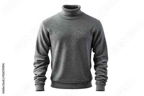 Realistic men's turtleneck sweater on white, blank.