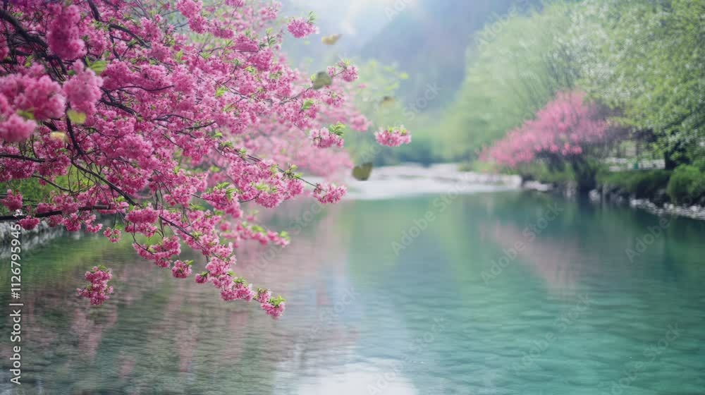 the beauty of flowers and rivers . seamless looping time-lapse virtual video Animation Background. the beauty of flowers and rivers . seamless looping time-lapse virtual video Animation Background.