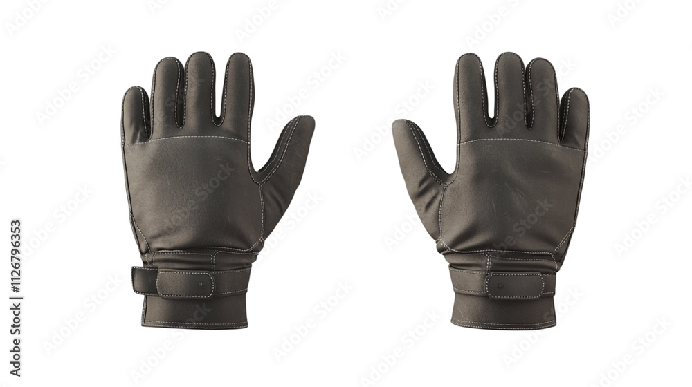 Obraz premium Plain men's winter gloves, white background.