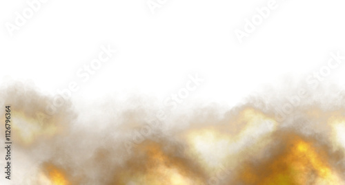 Abstract fumes white. Gold fog 