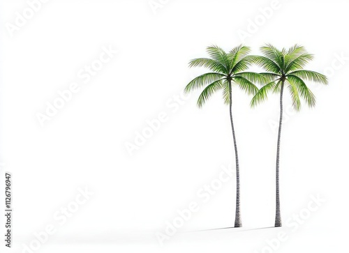 Wallpaper Mural Two Majestic Palm Trees Against a Pristine White Background Torontodigital.ca