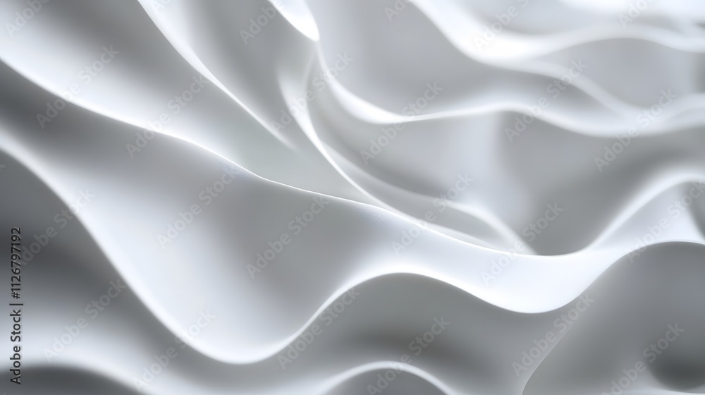 Obraz premium Abstract White Fabric Soft Waves Flowing Design