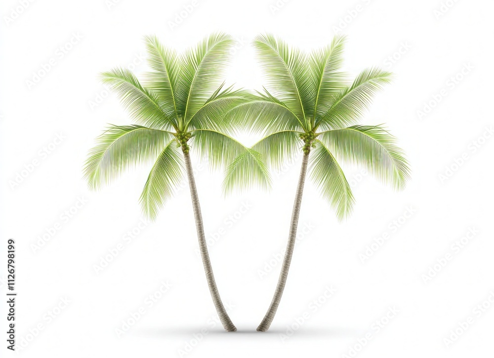 Obraz premium Two Majestic Palm Trees Against a Pristine White Background