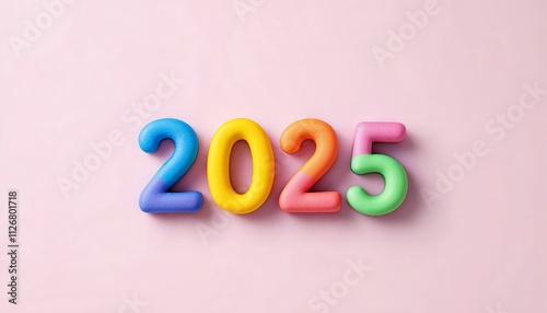 A colorful number 2025 with multicolored figures