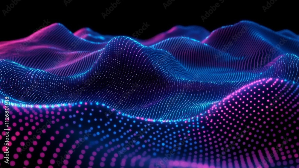 Obraz premium Abstract Digital Waveform Neon Landscape