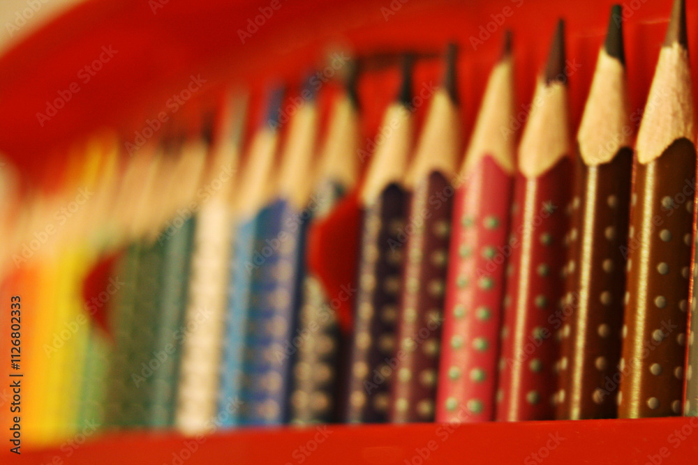 Close-up of colored pencils with depth of field Close-up of colored pencils with depth of field