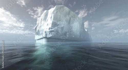 The Iceberg concept, half submerged, half visibile. An Iceberg in climate change and global warming era is a melting ice island. The concept of a huge problem is an iceberg partially submerged photo