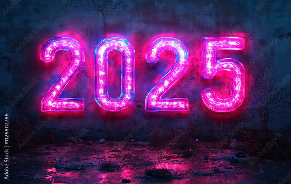 Pink and Purple Neon Numbers Happy New Year 2025.
Pink and Purple Neon Numbers Happy New Year 2025.