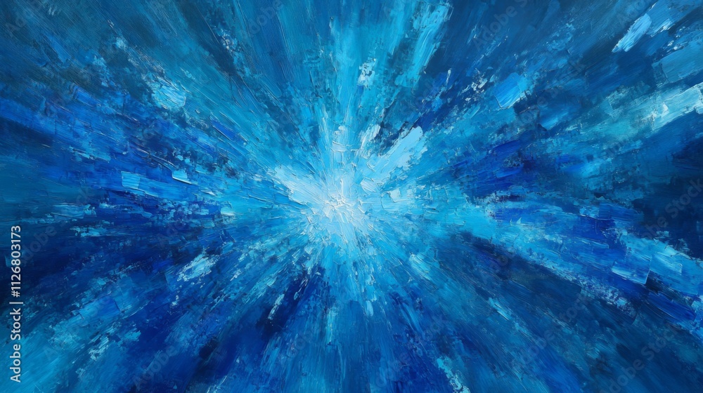 Abstract Blue Radiating Energy Impasto Painting Abstract Blue Radiating Energy Impasto Painting