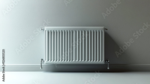 Wallpaper Mural Minimalist white radiator against a plain wall. A simple white radiator mounted on a smooth, light-colored wall in a modern interior setting. Torontodigital.ca