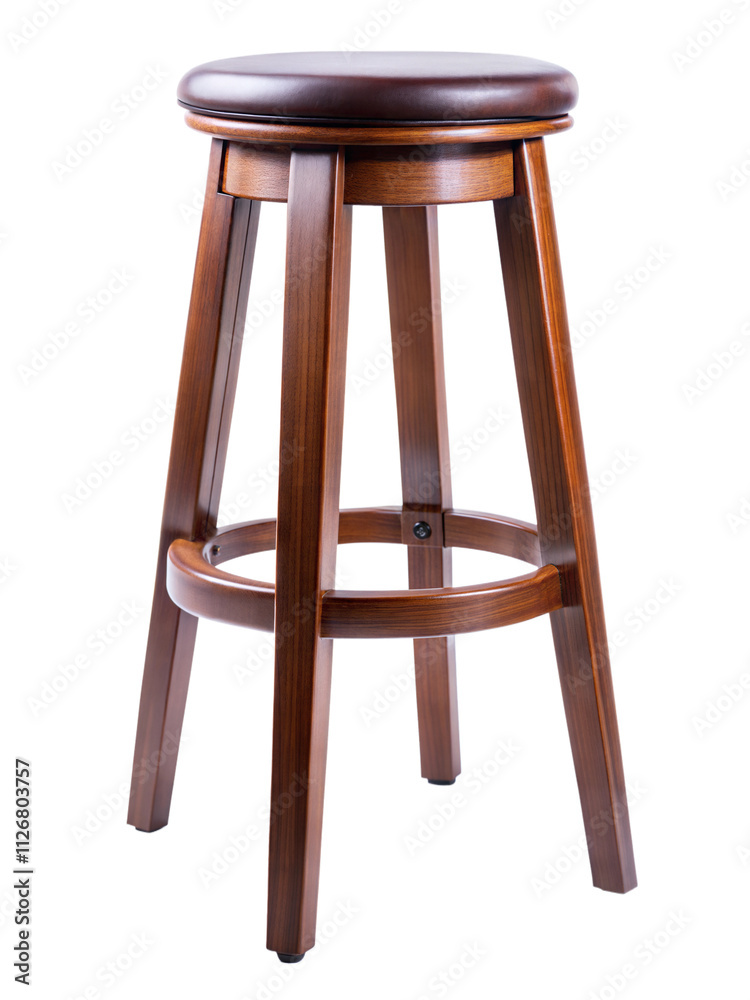Wooden bar stool with padded seat and sturdy legs for versatile seating in dining or bar areas Wooden bar stool with padded seat and sturdy legs for versatile seating in dining or bar areas