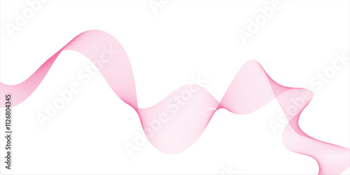 Abstract pink wave. Bright pink ribbon on white background. Pink scarf. Abstract smoke. Raster air background. 3D illustration.