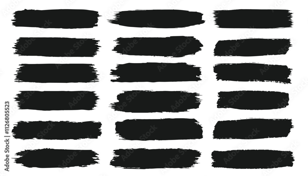 Straight Black Brush Strokes Set. Grunge Paint stripe. Vector Brush Strokes. Distressed banner. Vector grungy paint brush strokes collection. Straight Black Brush Strokes Set. Grunge Paint stripe. Vector Brush Strokes. Distressed banner. Vector grungy paint brush strokes collection.