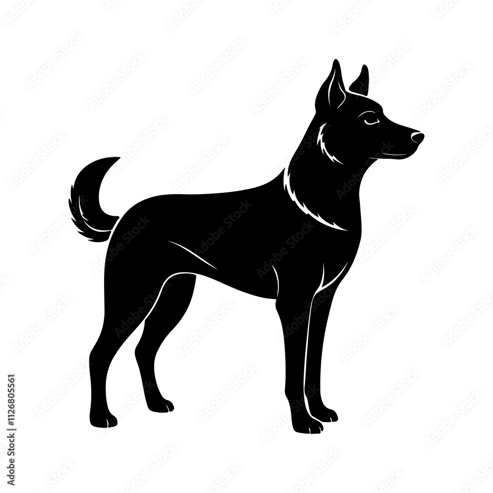 Realistic Dog Silhouette Illustration in Vector Style Realistic Dog Silhouette Illustration in Vector Style