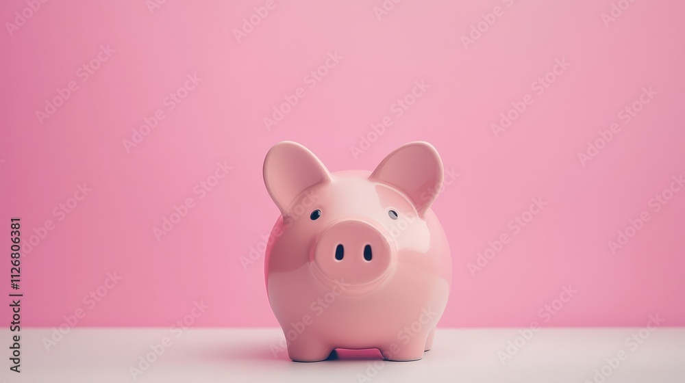 A cute pink piggy bank stands against a soft pink backdrop, symbolizing saving money and financial goals. A cute pink piggy bank stands against a soft pink backdrop, symbolizing saving money and financial goals.