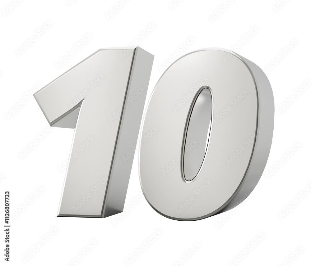 Silver 3d numbers 10 Ten. Isolated white background 3d illustration
Silver 3d numbers 10 Ten. Isolated white background 3d illustration