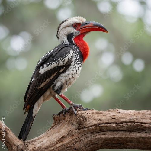 Red knobbed Hornbill. Red-billed hornbill, Tockus erythrorhynchus. Red billed Hornbill photo