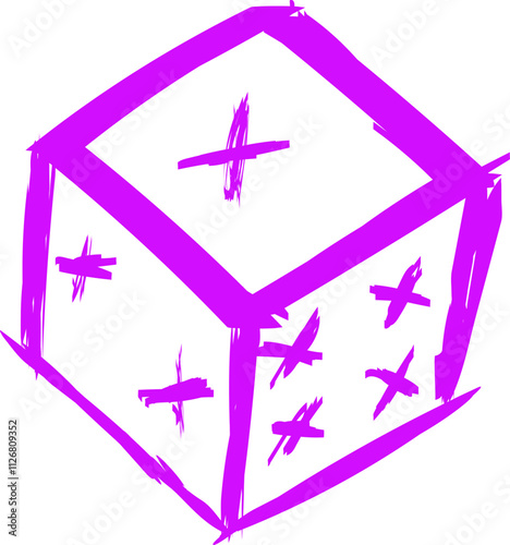 neon creepy graffiti in Trendy street style Y2K abstract dice game cube