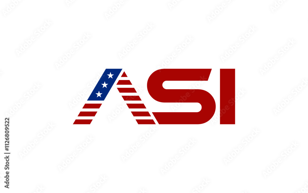 Initial with america flag logo design Initial with america flag logo design
