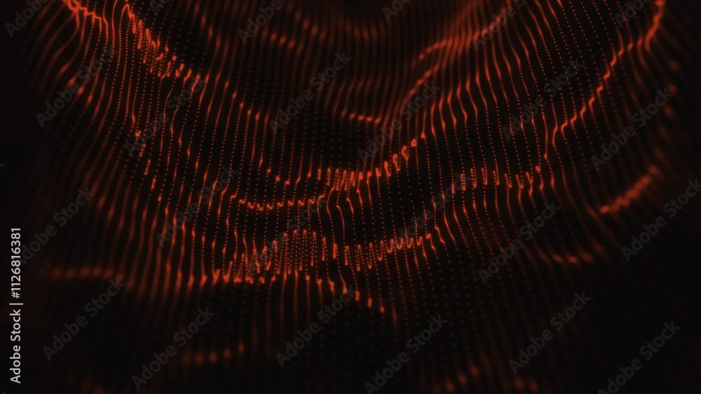 Abstract undulating pattern. Red wavy lines on a black background. Abstract undulating pattern. Red wavy lines on a black background.