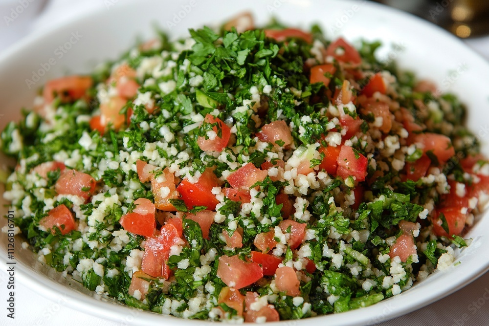 Classic tabbouleh salad with tomatoes and parsley. Classic tabbouleh salad with tomatoes and parsley.
