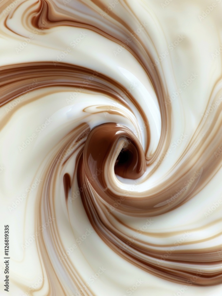 Swirl of white and brown frosting with a brown center. The swirls are very close together and the center is slightly darker Swirl of white and brown frosting with a brown center. The swirls are very close together and the center is slightly darker